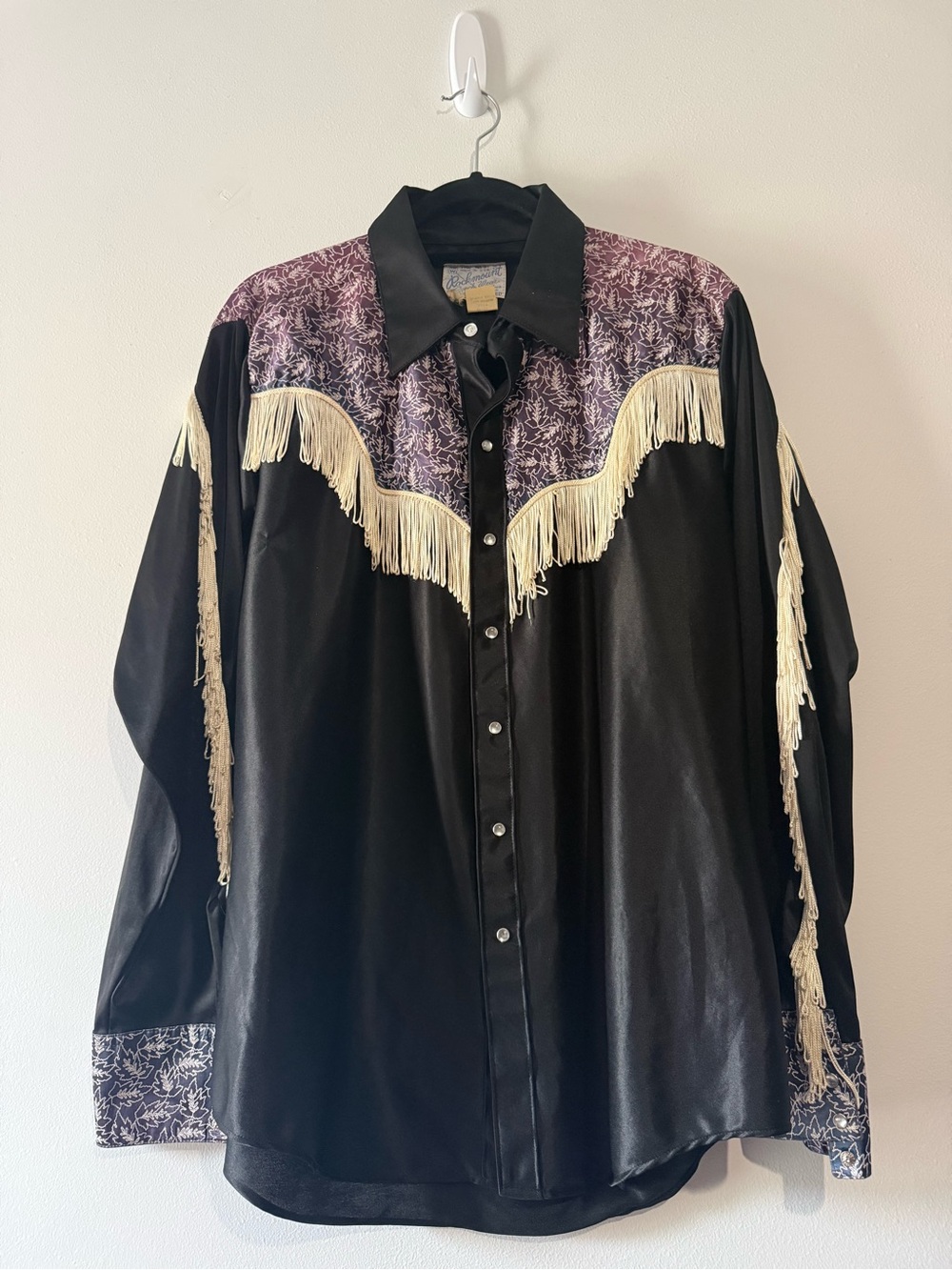 RockMount Ranchwear satin + fringe WESTERN shirt size L/XL